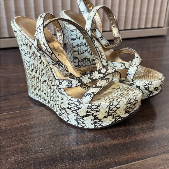 Dolce & Gabbana Cream and Brown Snake Print Wedges - Picture 8 of 8